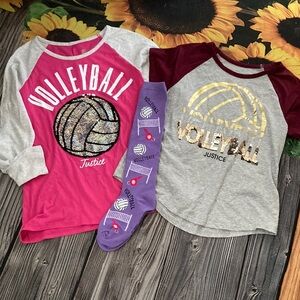 Justice Kids Volleyball Shirt Bundle - Pink and Gray